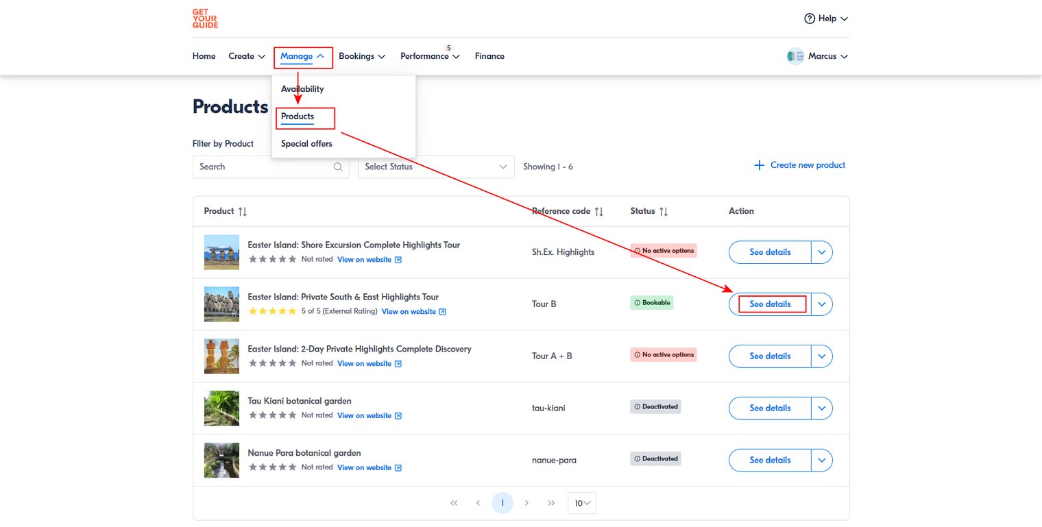 The details of the product to connect