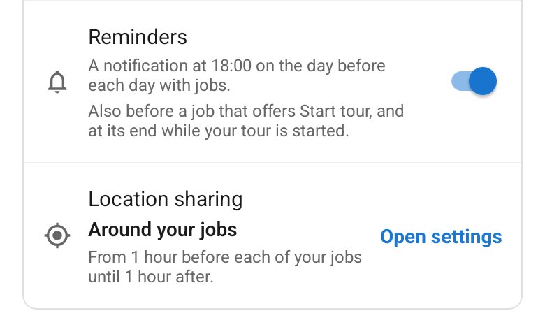 How you share, in TourTask Crew's Settings.