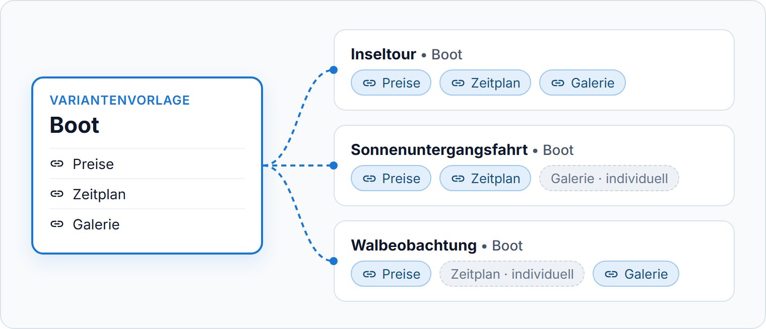 Eine Vorlage, synchronisiert mit Varianten in drei Touren.
