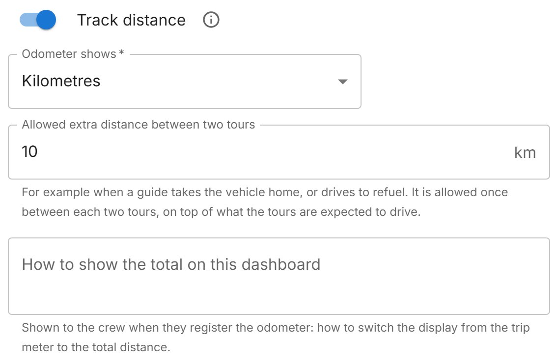 Distance tracking switched on for a vehicle.