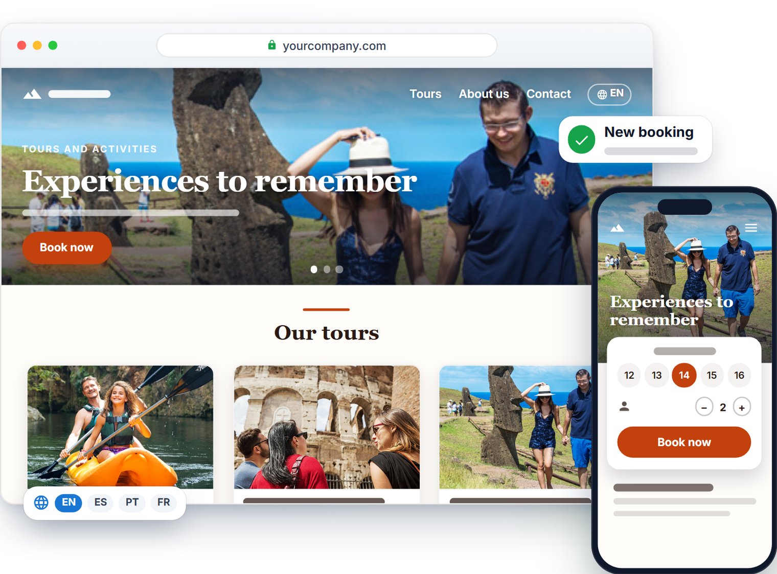 A TourTask website on a computer and a phone.