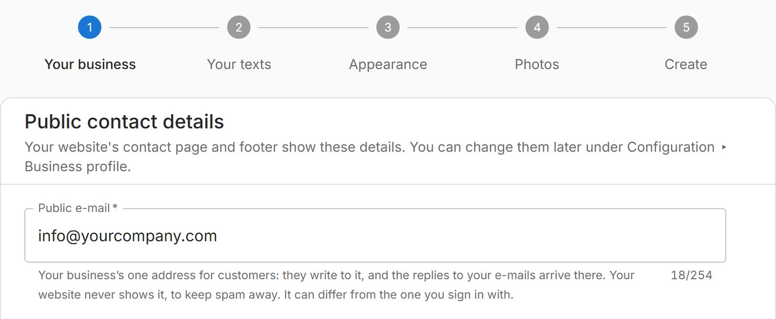 The setup wizard’s five steps.